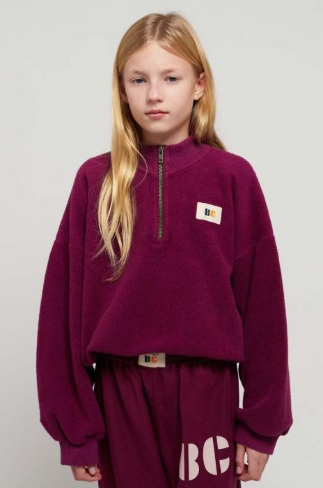 Дитяча бавовняна кофта Bobo Choses колір фіолетовий однотонна