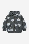 Дитяча бавовняна кофта Bobo Choses колір сірий з капюшоном візерунок
