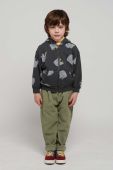 Дитяча бавовняна кофта Bobo Choses колір сірий з капюшоном візерунок
