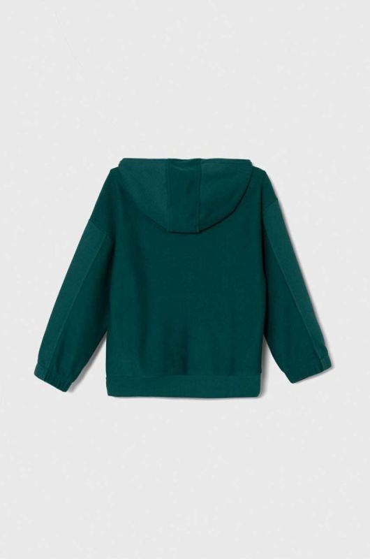 Дитяча кофта Emporio Armani колір зелений з капюшоном однотонна фото 2