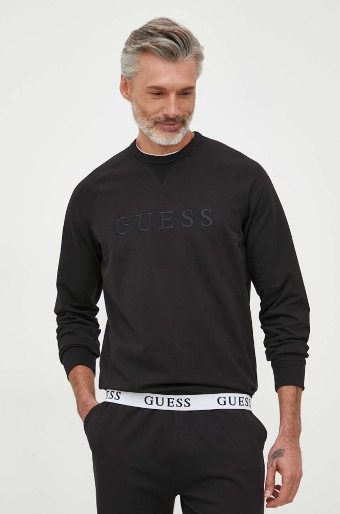 Кофта Guess чоловіча колір чорний з аплікацією (3334991)