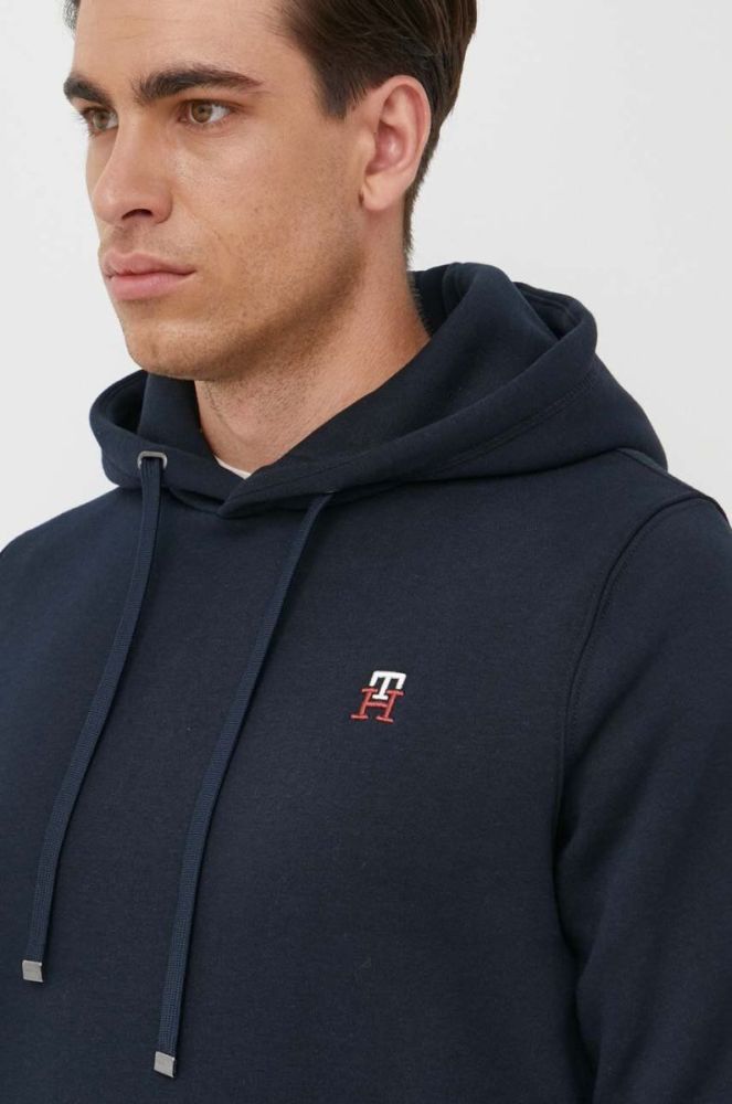 Кофта Tommy Hilfiger чоловіча колір синій з капюшоном з аплікацією (3256946) фото 4