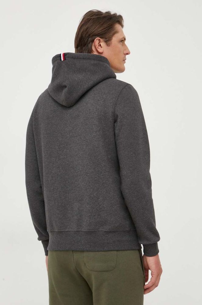 Кофта Tommy Hilfiger чоловіча колір сірий з капюшоном з аплікацією фото 3