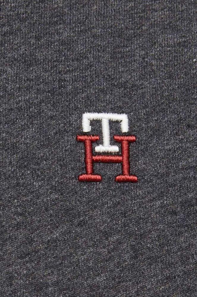 Кофта Tommy Hilfiger чоловіча колір сірий з капюшоном з аплікацією фото 5
