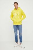 Бавовняна кофта Tommy Hilfiger чоловіча колір жовтий з капюшоном з принтом