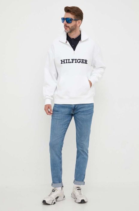 Кофта Tommy Hilfiger чоловіча колір білий з аплікацією (3259742)