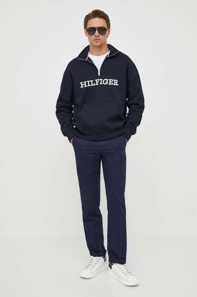 Кофта Tommy Hilfiger чоловіча колір синій з аплікацією (3259736) фото 2