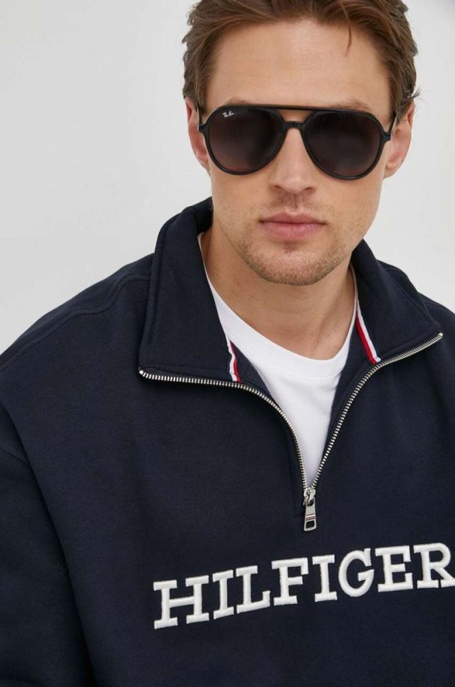 Кофта Tommy Hilfiger чоловіча колір синій з аплікацією (3259736) фото 4
