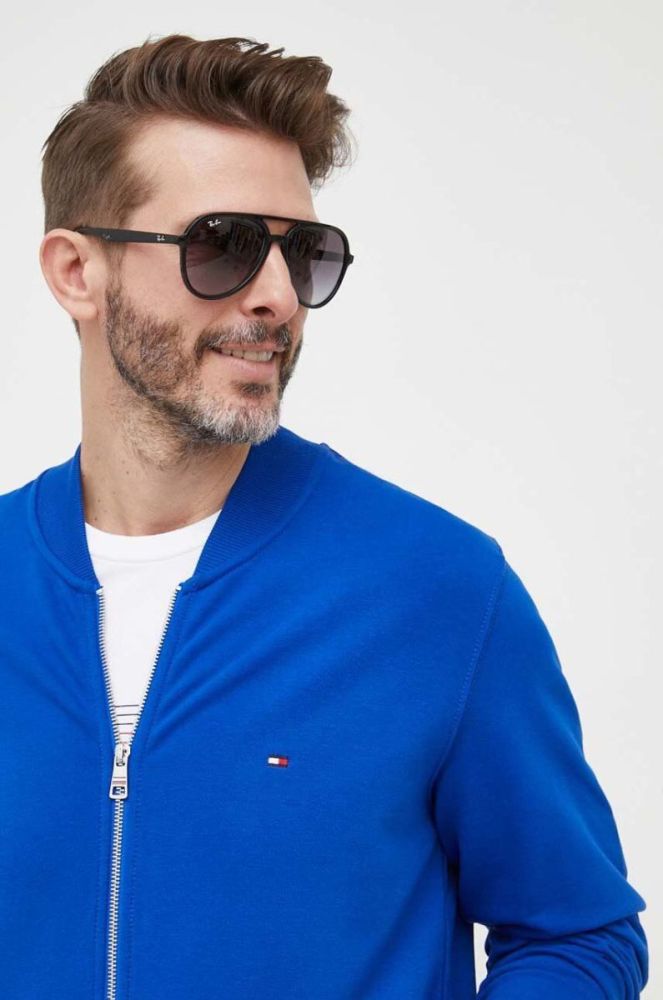 Кофта Tommy Hilfiger чоловіча  однотонна колір блакитний (3272144) фото 4