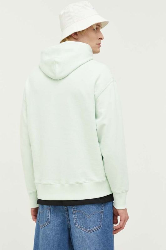 Бавовняна кофта Tommy Jeans чоловіча колір зелений з капюшоном з аплікацією (3283998) фото 2