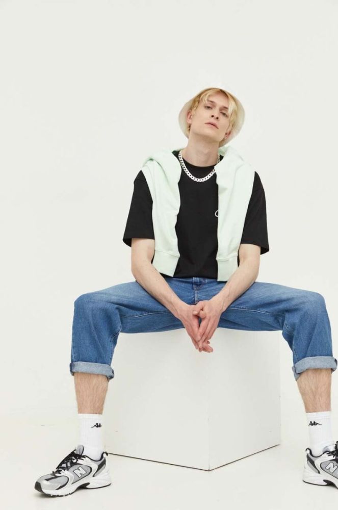 Бавовняна кофта Tommy Jeans чоловіча колір зелений з капюшоном з аплікацією (3283998) фото 3
