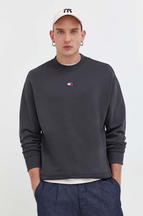 Бавовняна кофта Tommy Jeans чоловіча колір сірий однотонна