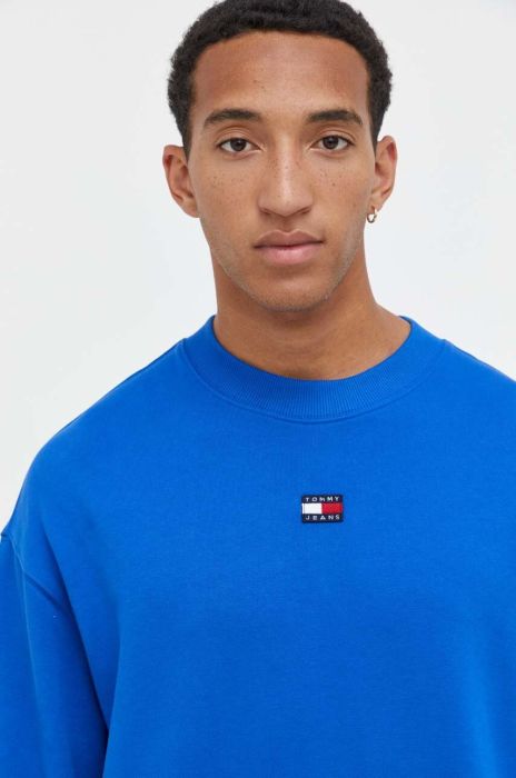 Бавовняна кофта Tommy Jeans чоловіча  однотонна колір блакитний (3532802)