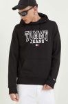 Бавовняна кофта Tommy Jeans чоловіча колір чорний з капюшоном з принтом (3276678) Бавовняна кофта Tommy Jeans чоловіча колір чорний з капюшоном з принтом (3276678)