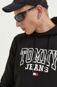 Бавовняна кофта Tommy Jeans чоловіча колір чорний з капюшоном з принтом (3276678)
