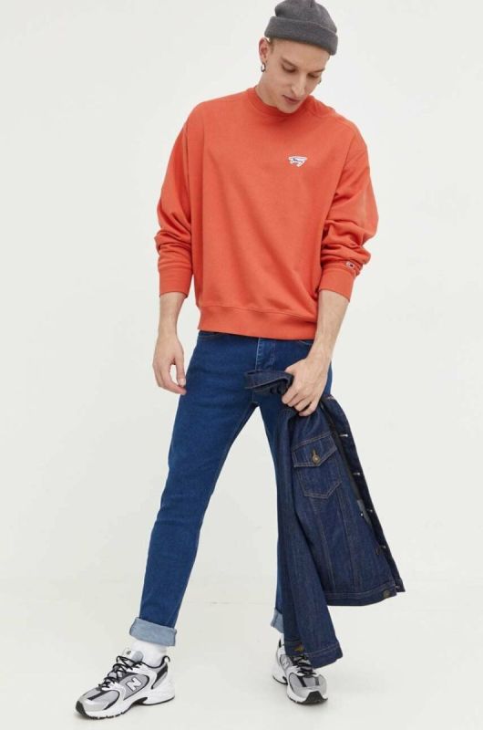 Кофта Tommy Jeans чоловіча колір бордовий однотонна фото 2