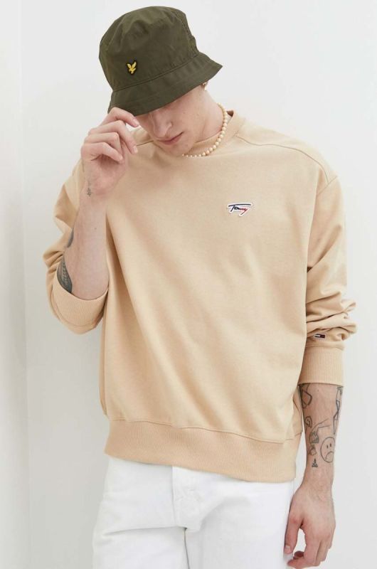 Кофта Tommy Jeans чоловіча колір бежевий однотонна (3259771) фото 2