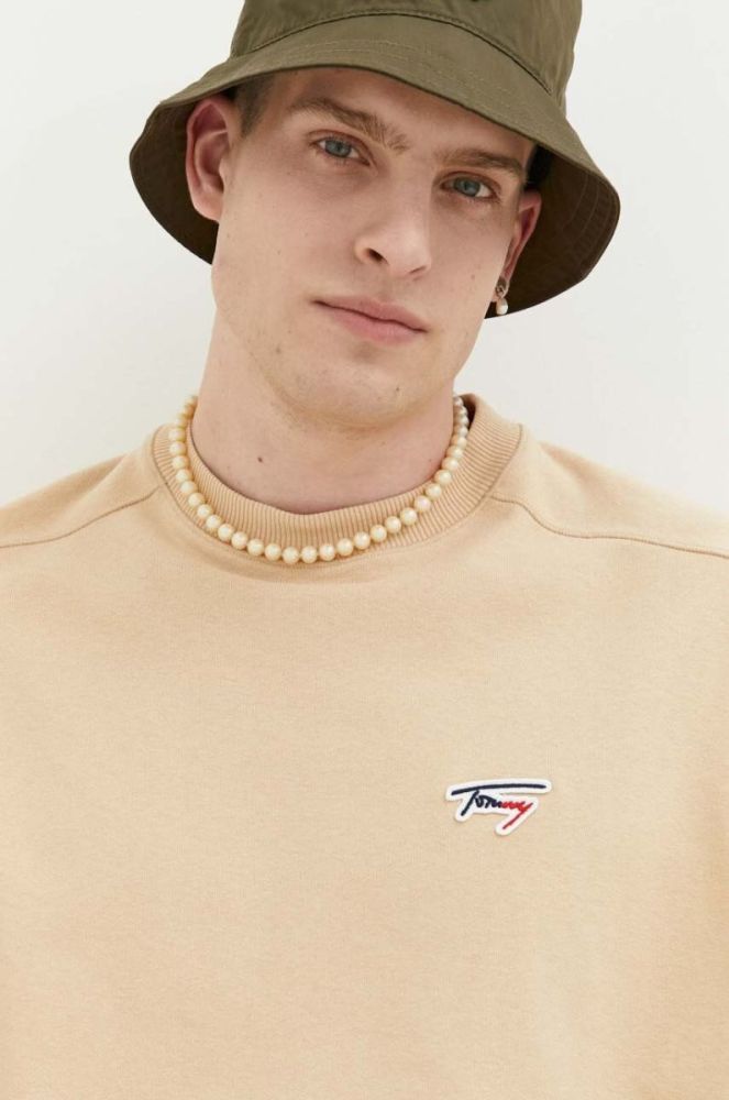 Кофта Tommy Jeans чоловіча колір бежевий однотонна (3259771) фото 4