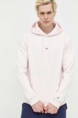 Кофта Tommy Jeans колір рожевий з капюшоном однотонна