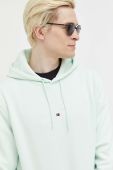 Кофта Tommy Jeans колір зелений з капюшоном однотонна