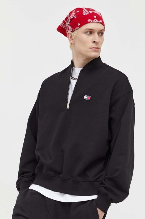 Бавовняна кофта Tommy Jeans чоловіча колір чорний однотонна (3284038)