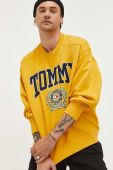 Бавовняна кофта Tommy Jeans чоловіча колір жовтий з аплікацією