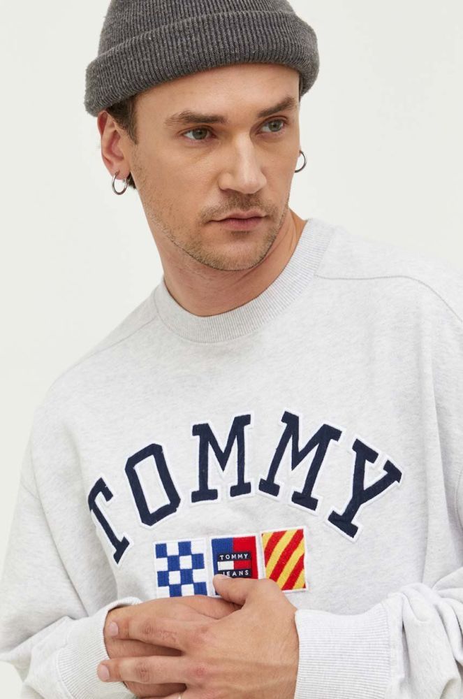 Бавовняна кофта Tommy Jeans чоловіча колір сірий меланж (3324613)