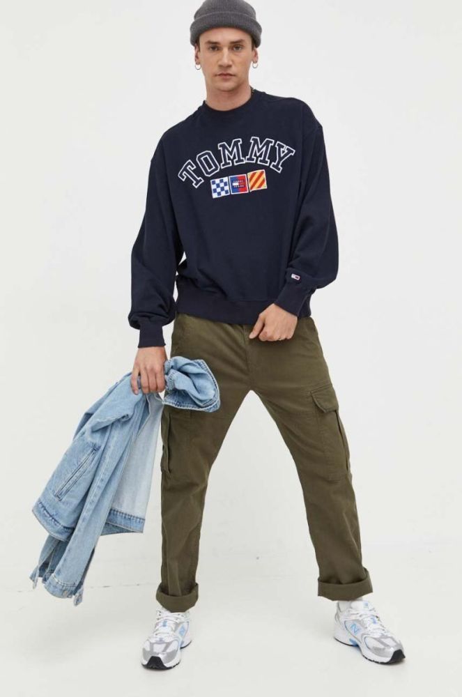 Бавовняна кофта Tommy Jeans чоловіча колір синій меланж (3324608) фото 2