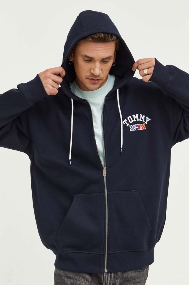 Кофта Tommy Jeans чоловіча колір синій з капюшоном з аплікацією (3324618)