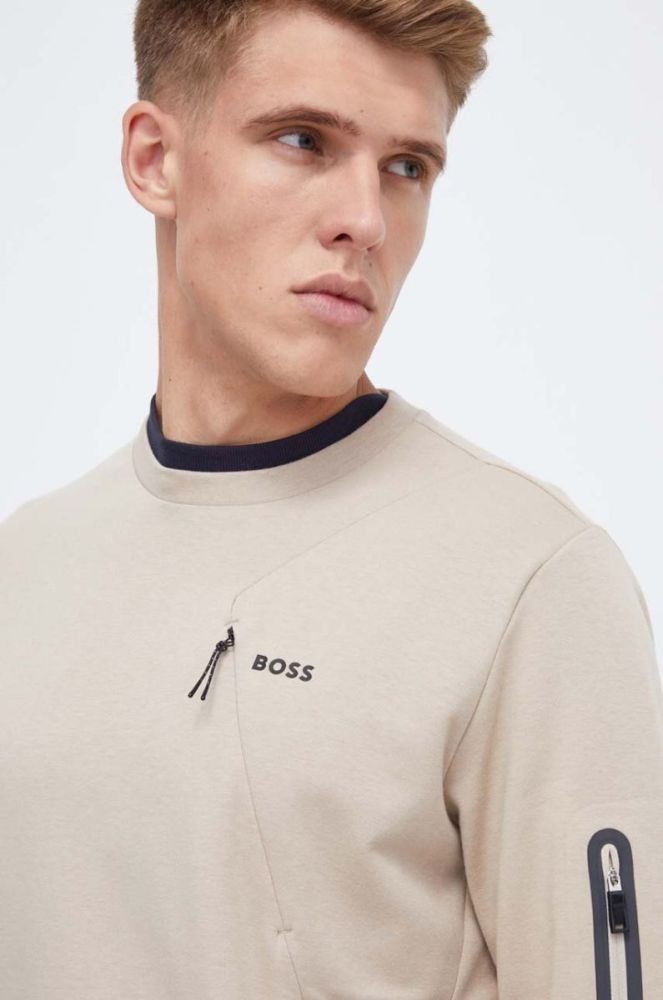 Кофта Boss Green BOSS GREEN чоловіча колір бежевий однотонна фото 4
