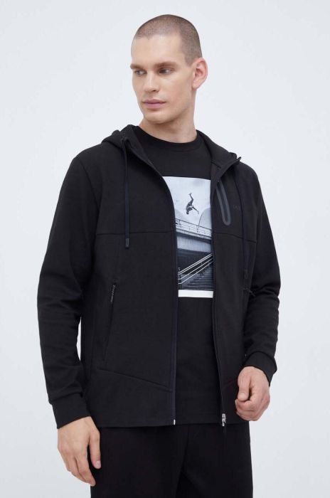 Кофта Boss Green BOSS GREEN чоловіча колір чорний з капюшоном однотонна (3498494)