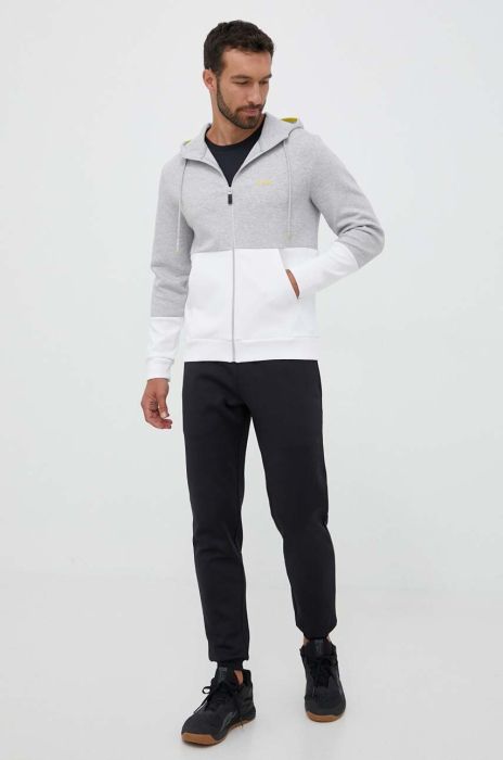 Кофта Boss Green BOSS GREEN чоловіча колір сірий з капюшоном з принтом (3412809)