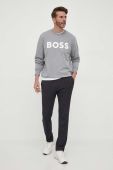 Бавовняна кофта BOSS чоловіча колір сірий з принтом (3353921)