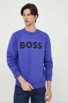 Бавовняна кофта BOSS чоловіча колір фіолетовий з принтом Бавовняна кофта BOSS чоловіча колір фіолетовий з принтом