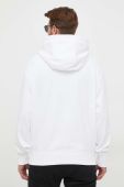 Бавовняна кофта BOSS чоловіча колір білий з капюшоном з принтом (3353962)