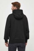 Бавовняна кофта BOSS чоловіча колір чорний з капюшоном з принтом (3353951)