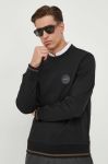 Кофта з вовною BOSS колір чорний однотонна Кофта з вовною BOSS колір чорний однотонна