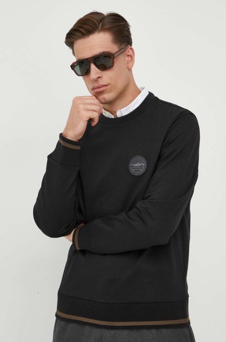 Кофта з вовною BOSS колір чорний однотонна