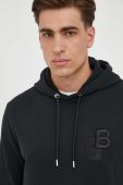 Бавовняна кофта BOSS чоловіча колір чорний з капюшоном однотонна (3413968)