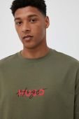 Бавовняна кофта HUGO чоловіча колір зелений з принтом (3383215)