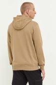 Бавовняна кофта HUGO чоловіча колір коричневий з капюшоном однотонна (3381032)