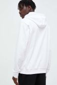 Бавовняна кофта HUGO чоловіча колір білий з капюшоном з принтом (3413989)