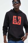 Бавовняна кофта HUGO чоловіча колір чорний з капюшоном з принтом (3413984) Бавовняна кофта HUGO чоловіча колір чорний з капюшоном з принтом (3413984)