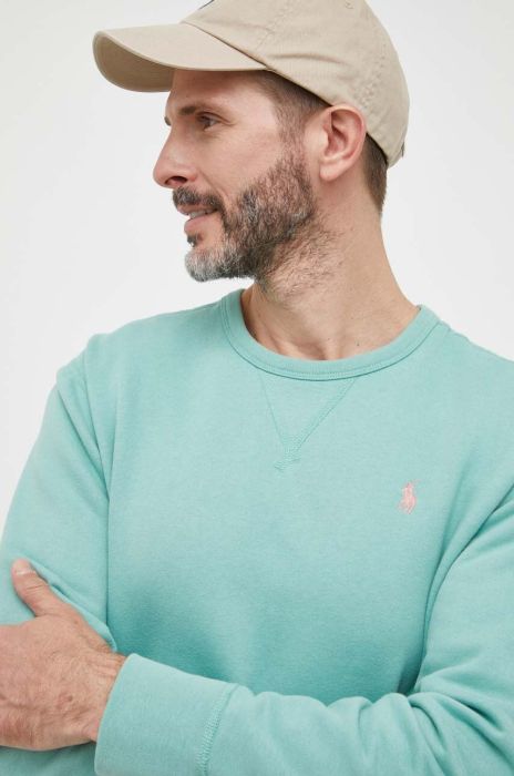 Кофта Polo Ralph Lauren чоловіча колір зелений однотонна