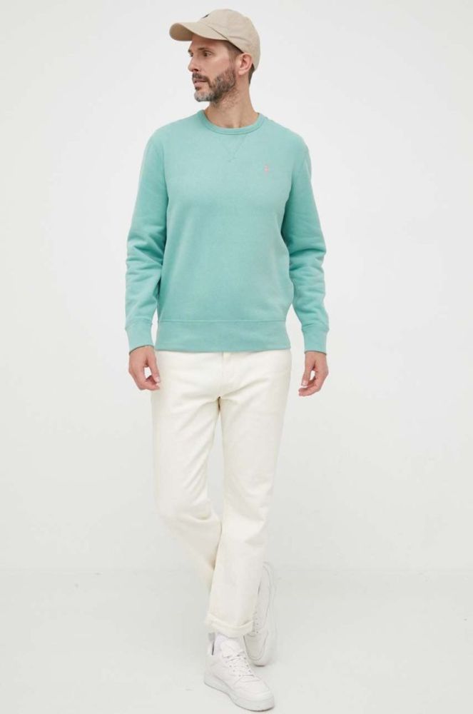 Кофта Polo Ralph Lauren чоловіча колір зелений однотонна фото 2