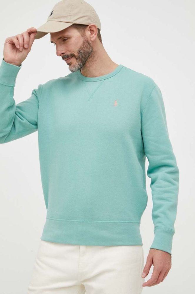 Кофта Polo Ralph Lauren чоловіча колір зелений однотонна фото 4