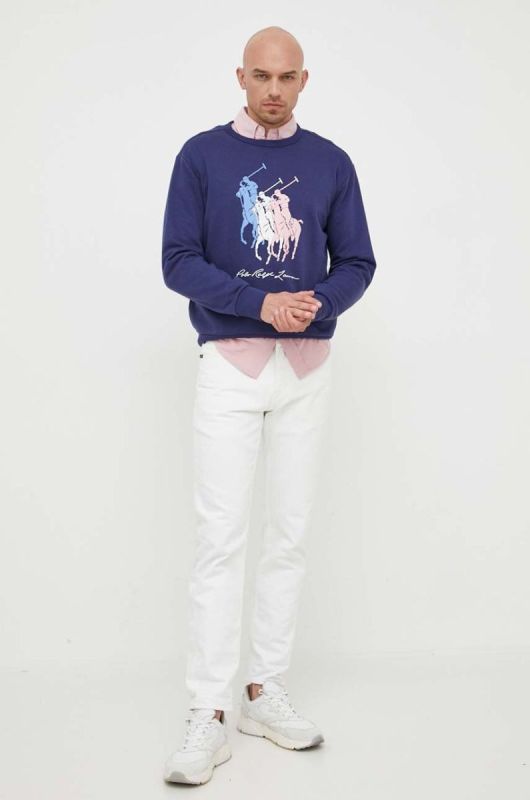 Кофта Polo Ralph Lauren чоловіча колір синій з принтом (3259806)