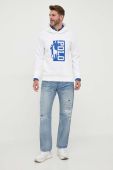 Кофта Polo Ralph Lauren чоловіча колір білий з капюшоном з принтом (3259816)