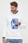 Кофта Polo Ralph Lauren чоловіча колір білий з капюшоном з принтом (3259816)