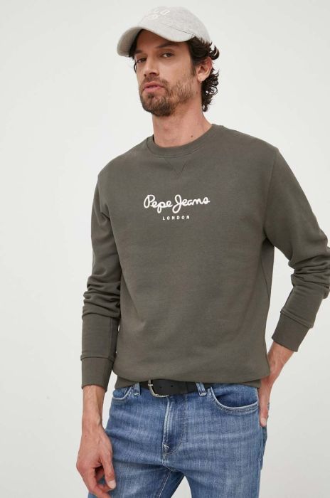 Бавовняна кофта Pepe Jeans Edward Crew чоловіча колір зелений з принтом